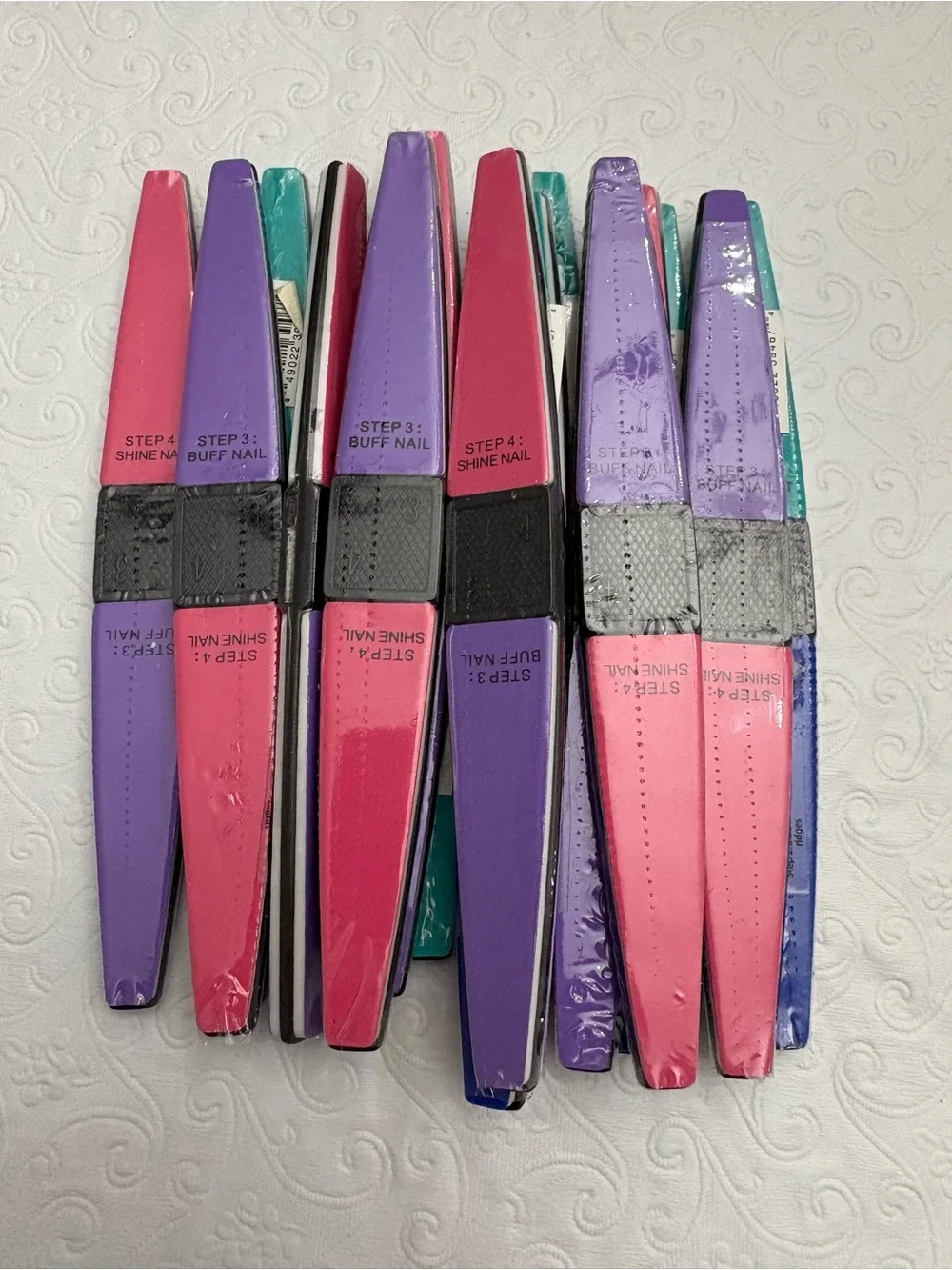 Assorted Nail Buffers - Pink, Purple, Teal Bundle -15 units